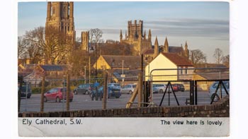 Ely Cathedral from Barton Road modern photo thumbnail
