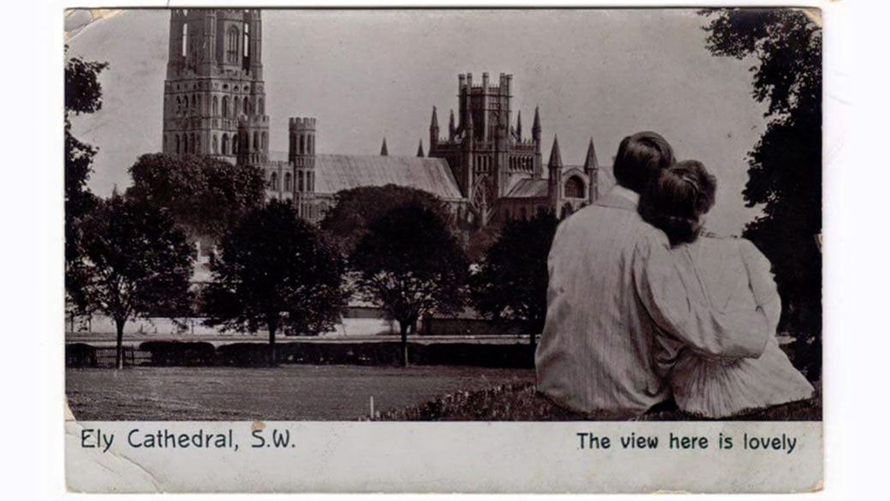 Ely Cathedral from Barton Road historical photo